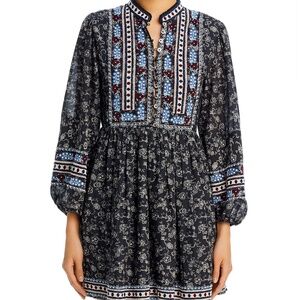 Sea NY Women’s Everly Dress, Size S, Black Multi Color Embroidered Floral
